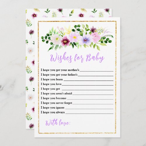 Spring Purple Floral Baby Shower Wishes For Baby Invitation