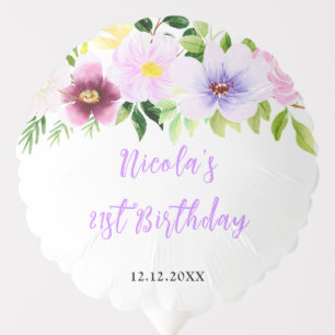 Spring Purple Floral Birthday Balloon