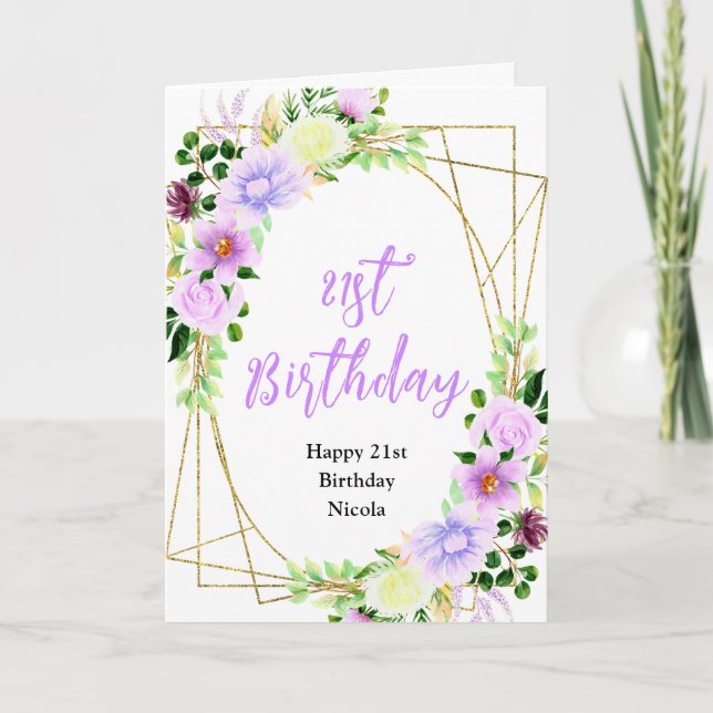 Spring Purple Floral Birthday Card (Front)