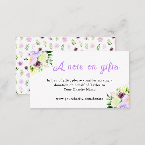 Spring Purple Floral Birthday Note On Gifts Enclosure Card