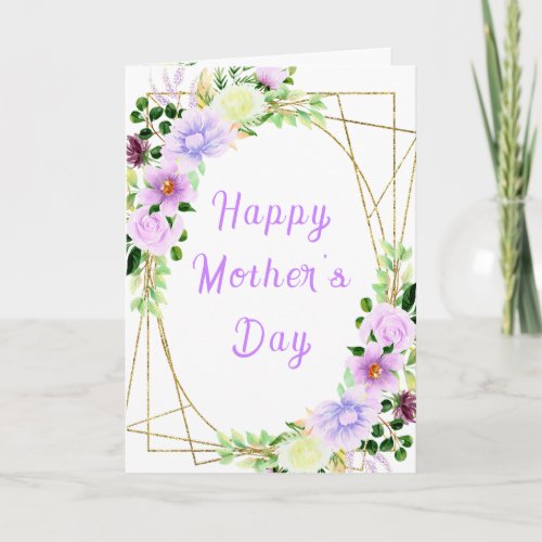 Spring Purple Floral Happy Mothers Day Card