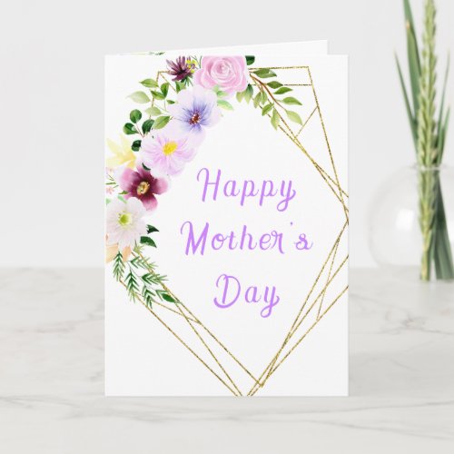 Spring Purple Floral Happy Mothers Day Card