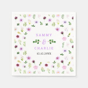 Spring Purple Floral Wedding Napkins