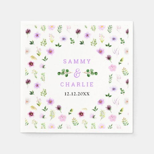 Spring Purple Floral Wedding Napkins