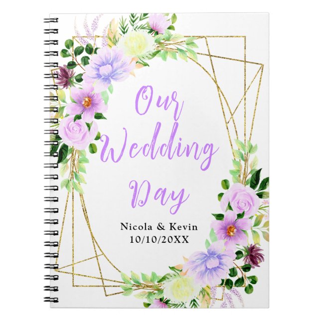 Spring Purple Floral Wedding Planner Notebook (Front)