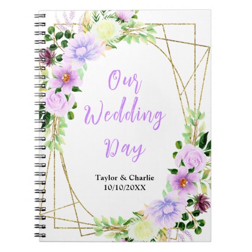 Spring Purple Floral Wedding Planner Notebook