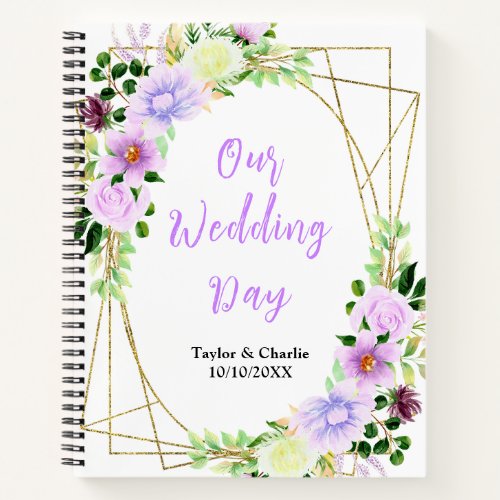 Spring Purple Floral Wedding Planner Notebook