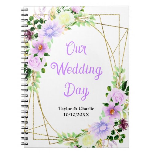 Spring Purple Floral Wedding Planner Notebook
