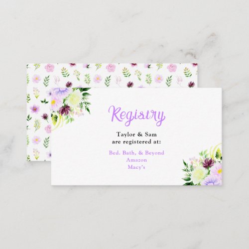 Spring Purple Floral Wedding Registry Enclosure Card