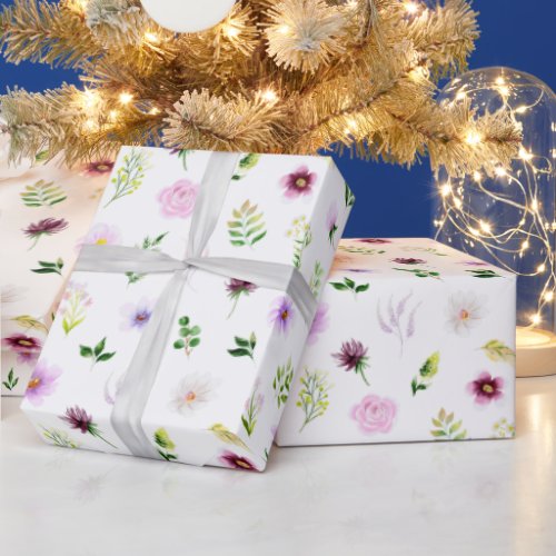 Spring Purple Floral Wrapping Paper
