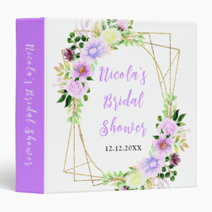 Spring Purple Flowers Bridal Shower Photo Album 3 Ring Binder