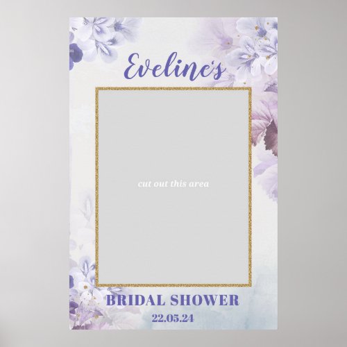 Spring purple flowers bridal shower photo prop poster