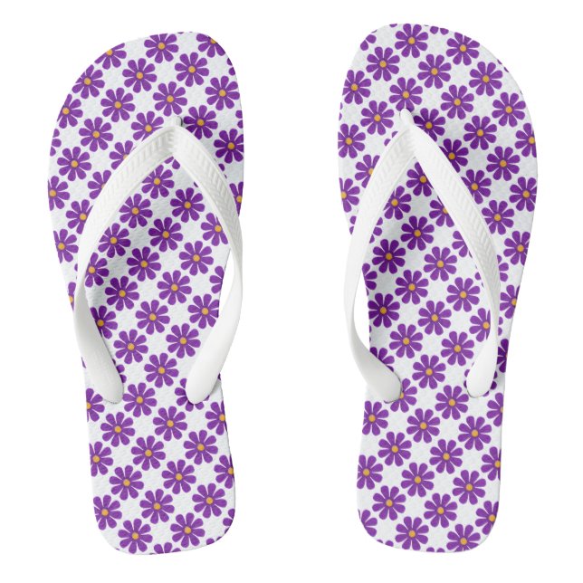 Spring purple flowers flip flops (Footbed)