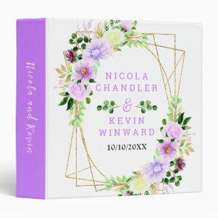Spring Purple Flowers with Foliage 3 Ring Binder