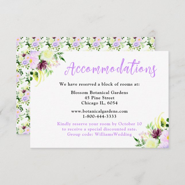 Spring Purple Flowers with Foliage Enclosure Card (Front/Back)