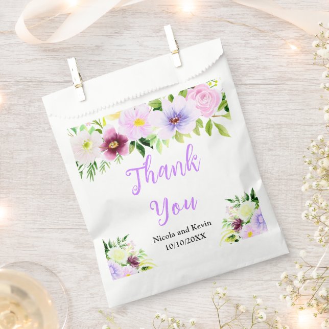 Spring Purple Flowers with Foliage Favor Bag (Clipped)