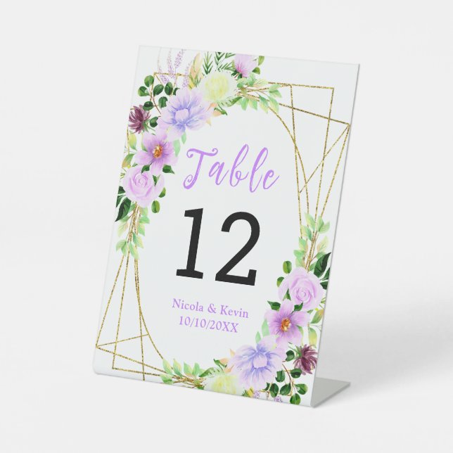 Spring Purple Flowers with Foliage Pedestal Sign (Front)