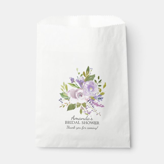 Spring Purple Lavender Floral Shower Favor Bags (Front)