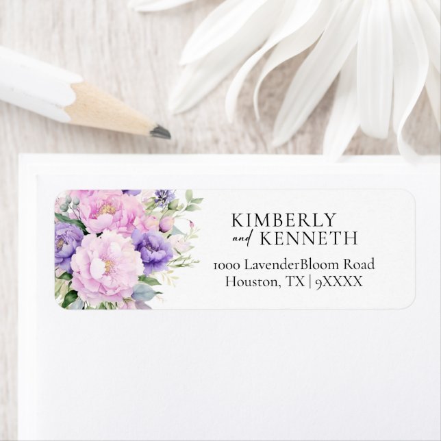 Spring Purple Lavender Pink Floral Wedding  Label (Insitu)