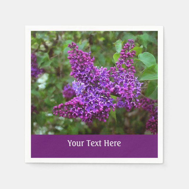 Spring Purple Lilacs Personalized Napkins (Front)