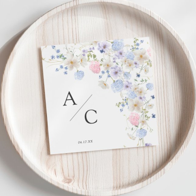 Spring Purple & Pink Wildflowers Wedding Napkins (Creator Uploaded)