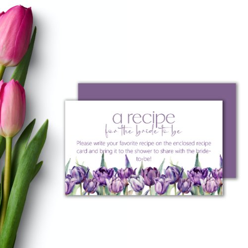 Spring purple tulips Recipe for the bride Enclosure Card