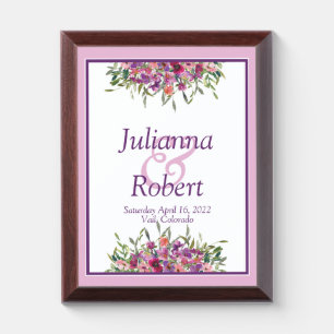 Spring purple wildflowers wedding memory Plaque