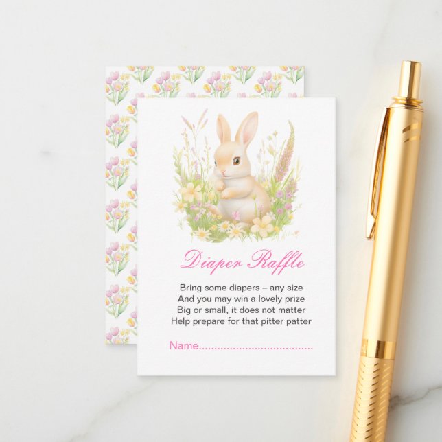 Spring Rabbit Baby Shower Enclosure Card (Front/Back In Situ)