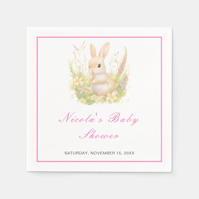 Spring Rabbit Baby Shower Napkins (Front)
