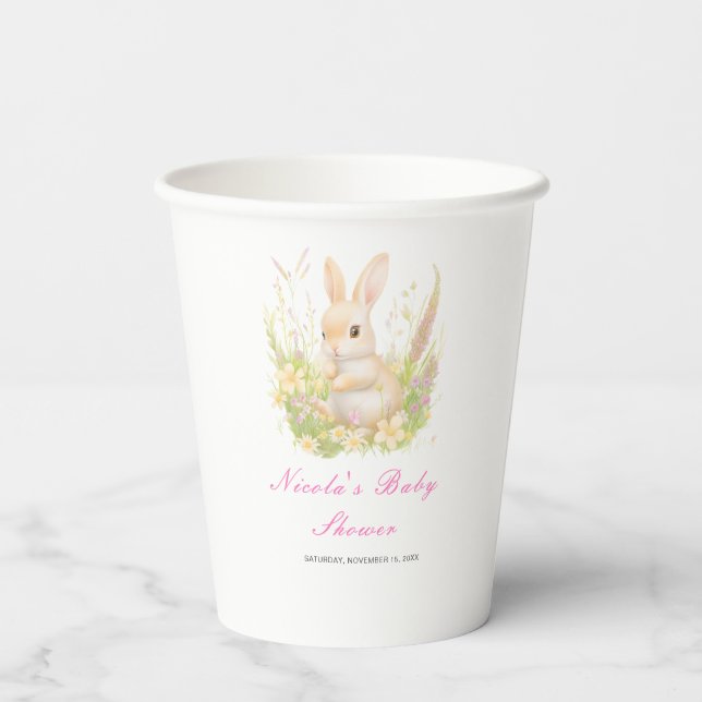 Spring Rabbit Baby Shower Paper Cups (Back)