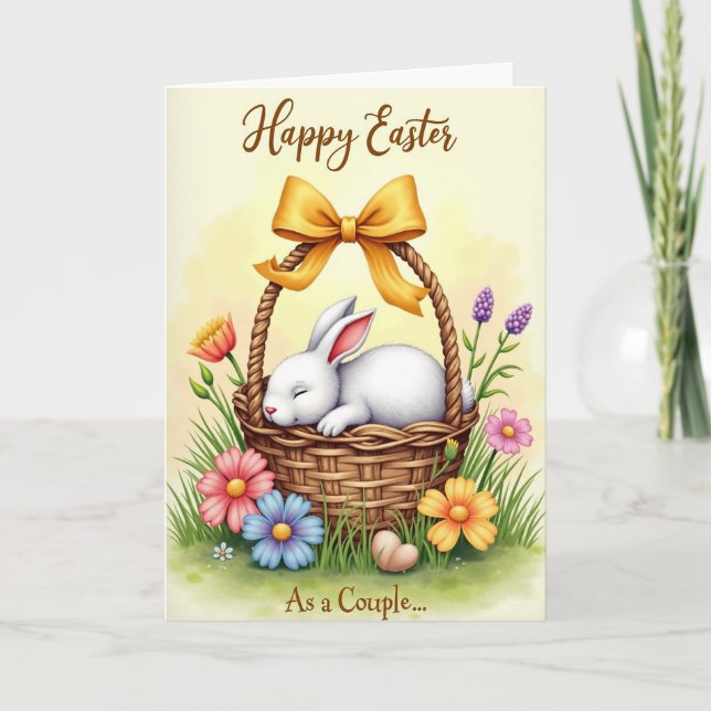 Spring Rabbit Couple Easter Card (Front)