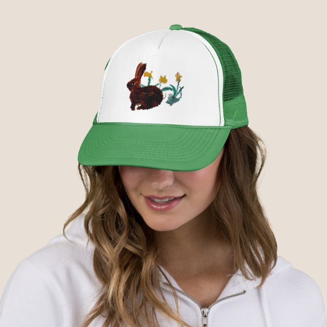 Spring Rabbit Daffodil Art Trucker Hat (In Situ)