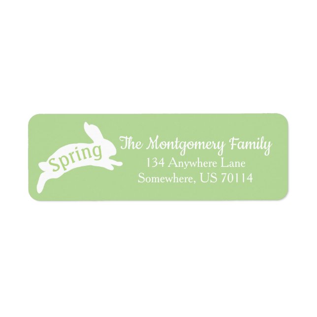Spring Rabbit Silhouette Family Name Label (Front)