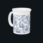 Spring Rabbits Chinoiserie Pattern Beverage Pitcher<br><div class="desc">Lovely porcelain pitcher features a blue and white Chinoiserie Toile de Jouy  pattern with bunnies,  butterflies and spring blooms.</div>