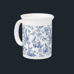 Spring Rabbits Chinoiserie Pattern Beverage Pitcher<br><div class="desc">Lovely porcelain pitcher features a blue and white Chinoiserie Toile de Jouy  pattern with bunnies,  butterflies and spring blooms.</div>