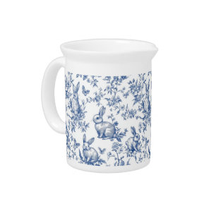 Spring Rabbits Chinoiserie Pattern Beverage Pitcher
