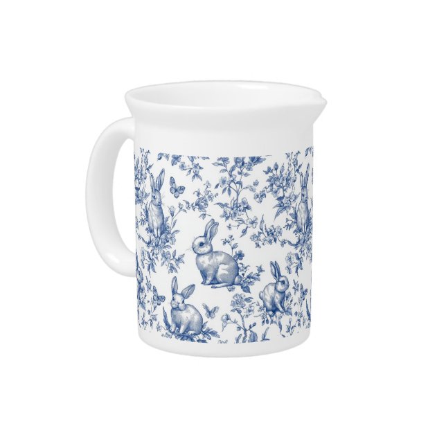 Spring Rabbits Chinoiserie Pattern Beverage Pitcher (Left)