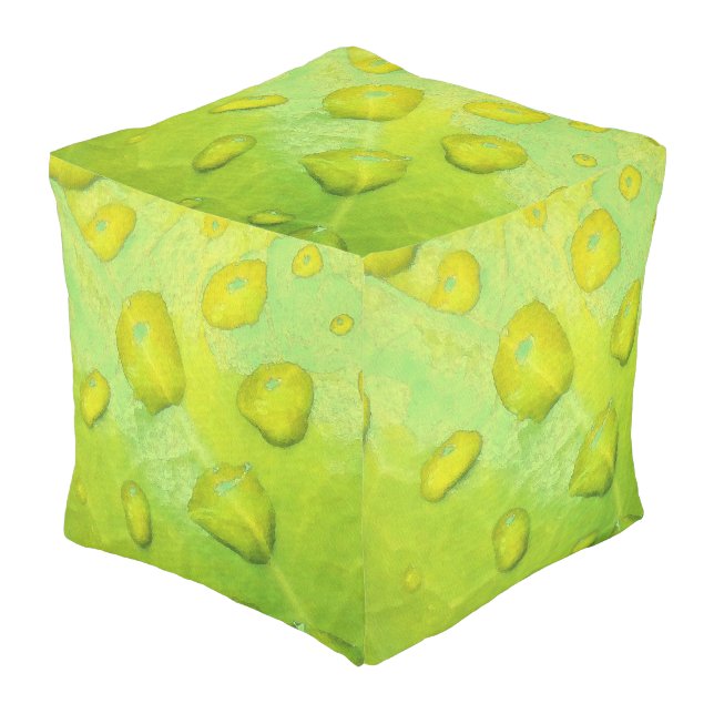 Spring Rain Abstract Outdoor Pouf (Angled Front)