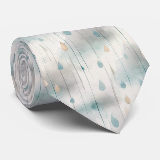 Spring Rain Abstract Pattern Neck Tie (Rolled)