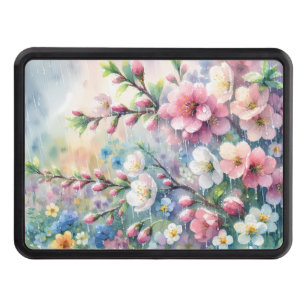 Spring Rain Blossom Watercolor Cottagecore Hitch Cover