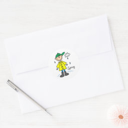 Spring Rain Classic Round Sticker | Zazzle