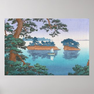 Spring Rain, Matsushima Japanese waterscape art Poster