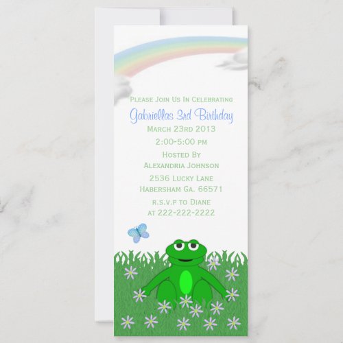 Spring Rainbow: Frog Birthday Party Invitations