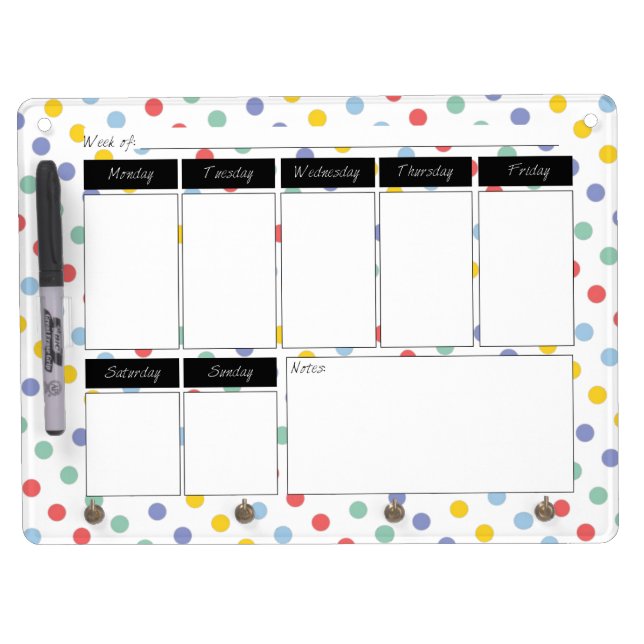 Spring Rainbow Polka Dot Calendar Dry Erase Board (Front)
