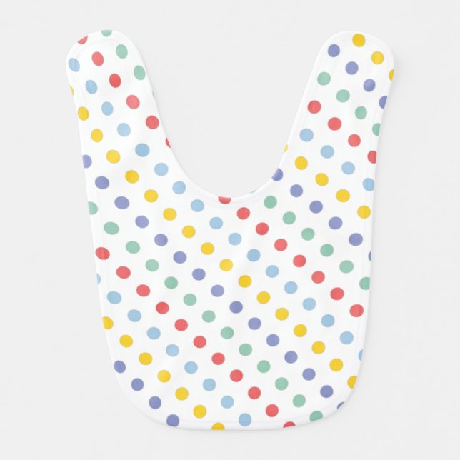 Spring Rainbow Polka Dot Pattern Baby Bib (Front)