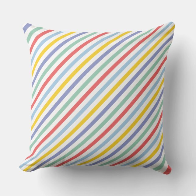 Spring Rainbow Stripe Pattern Pillow (Front)