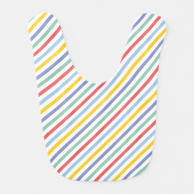 Spring Rainbow Stripes Pattern Baby Bib (Front)