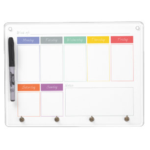 Spring Rainbow Weekly Calendar Dry Erase Board