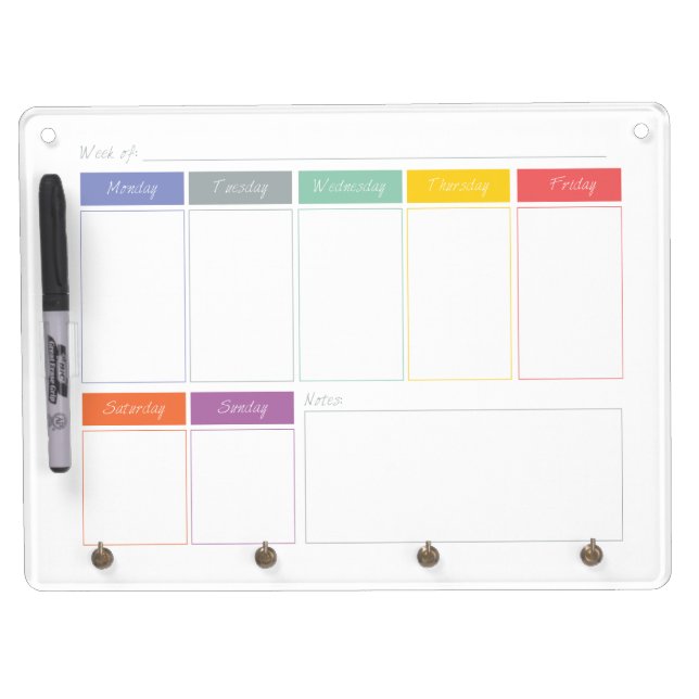 Spring Rainbow Weekly Calendar Dry Erase Board (Front)