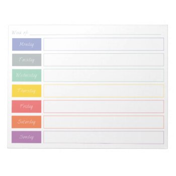 Spring Rainbow Weekly Planner Tear Off Notepad by EnduringMoments at Zazzle